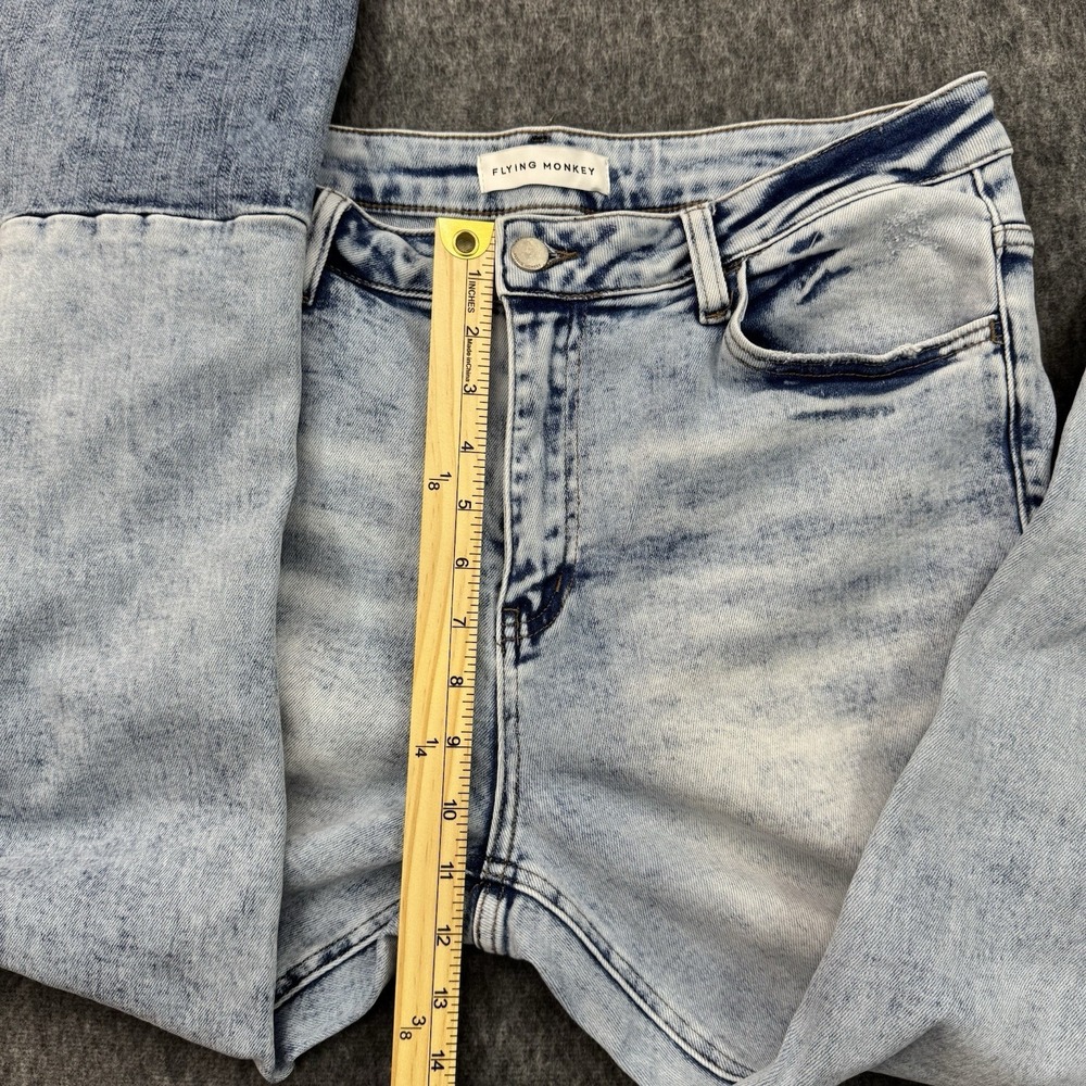 Flying Monkey Straight Leg Women 31 Light Acid Wash Patchwork Distressed Jean - Picture 7 of 9